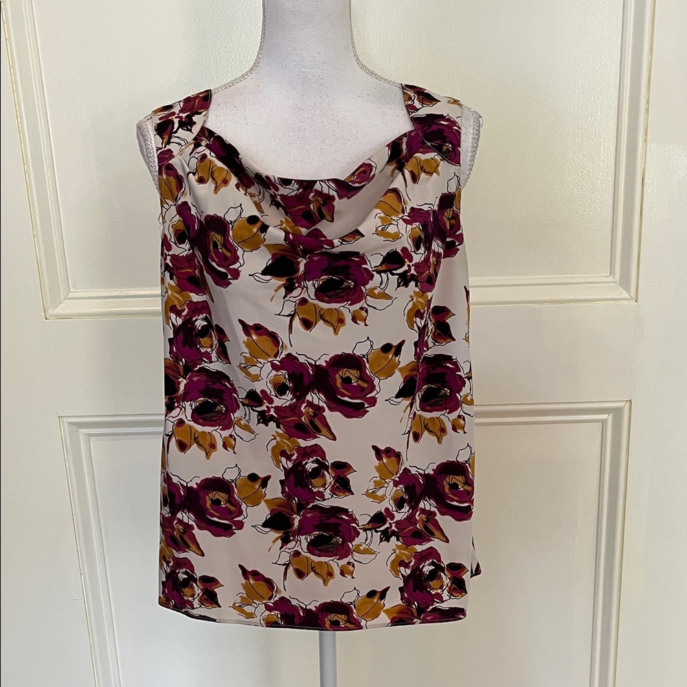 212 Collection Floral Top - Burgundy and Gold